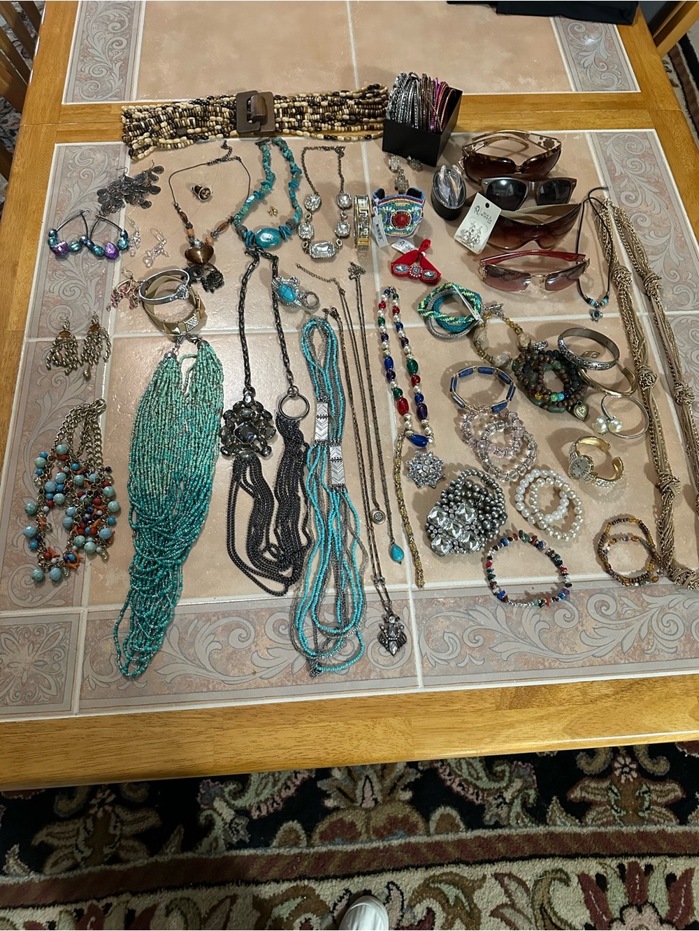 Turquoise Bead Statement Necklace PLUS. Women Jewelry
